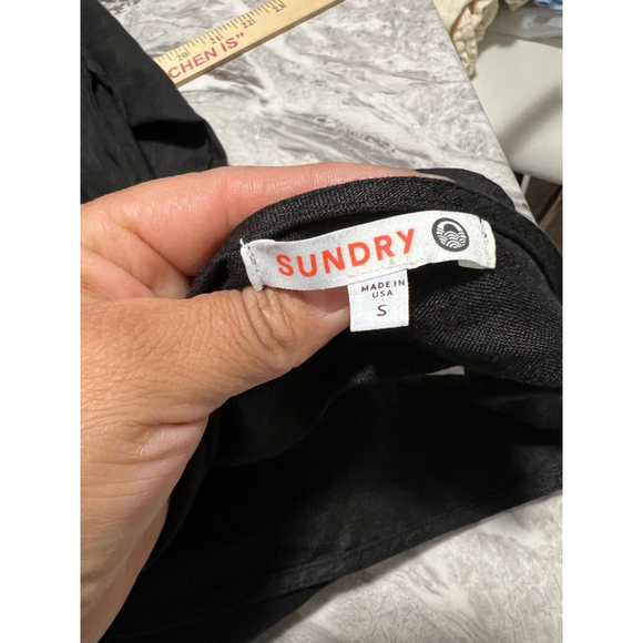 Women's Sundry 100% linen Black Sleeveless V-Neck Linen Jumpsuit Size S - Picture 7 of 13